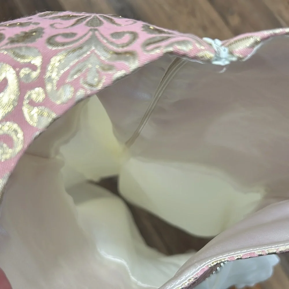 American Princess Pearls and Tulle Sparkle Fancy Dress Size 7 Pink/Cream/Gold